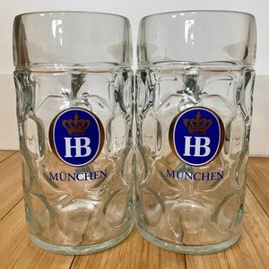 Hofbrauhaus Munchen 1L Dimpled Glass Beer Steins
